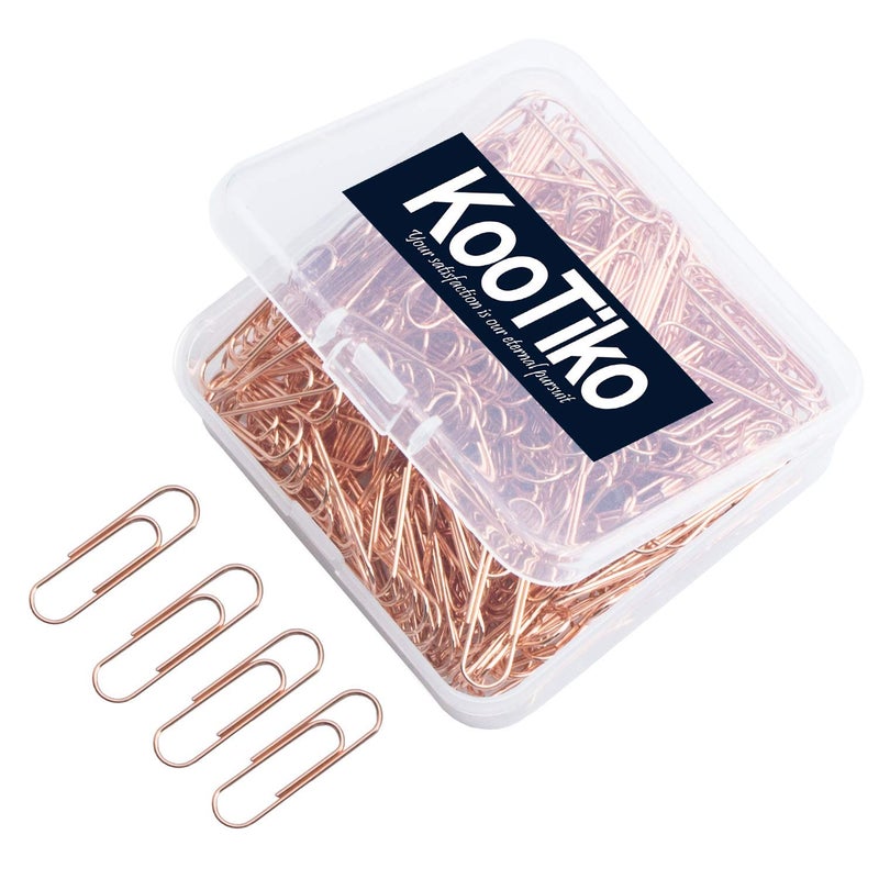 kootiko Rose Gold Cute Paper Clips Small, 300 Pcs Smooth Stainless Steel Paperclips Small for Office, School, Home Supplies Wedding Women Girls Kids Students (1 inch/ 28mm) - Image 1